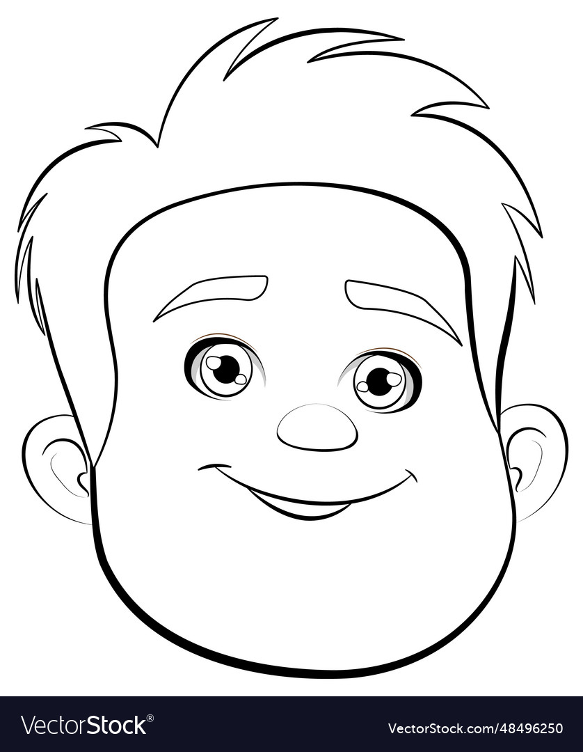 Outline of teen male cartoon face