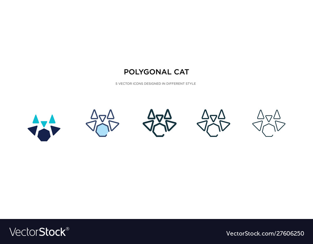 Polygonal cat icon in different style two