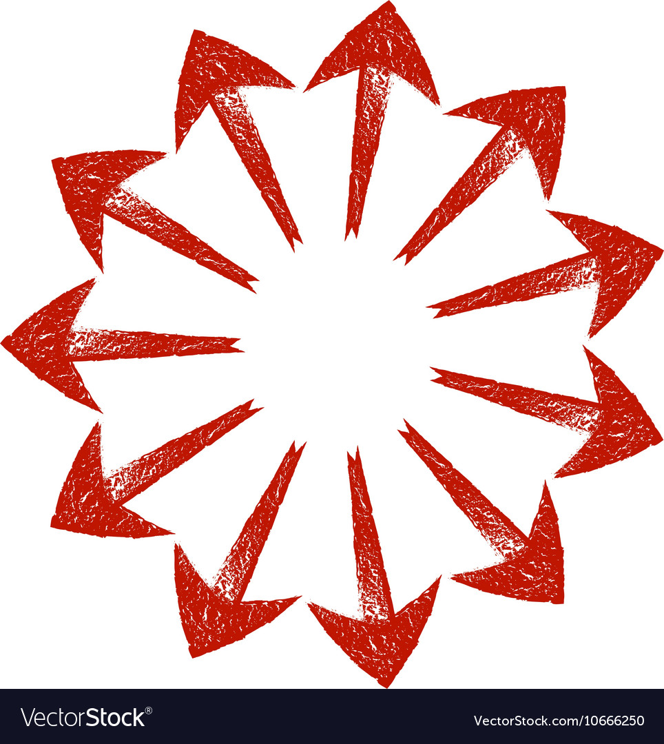 Red grungy arrows located in a circle like rays