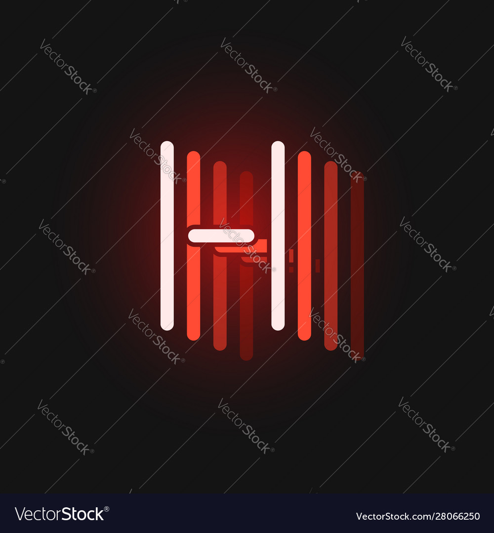 Red neon character font on black background