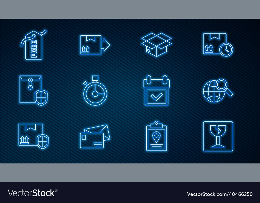 Set line fragile broken glass magnifying Vector Image Set line fragile broken glass magnifying
