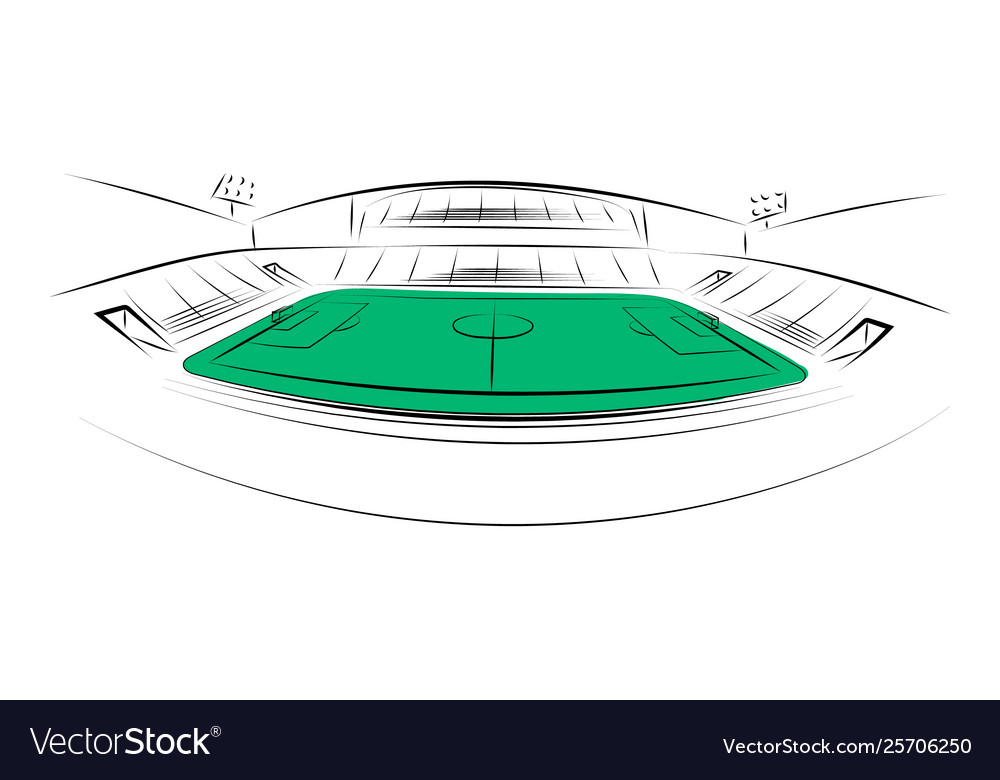 Sports stadium on white background hand drawn vector image Sports stadium on white background hand drawn