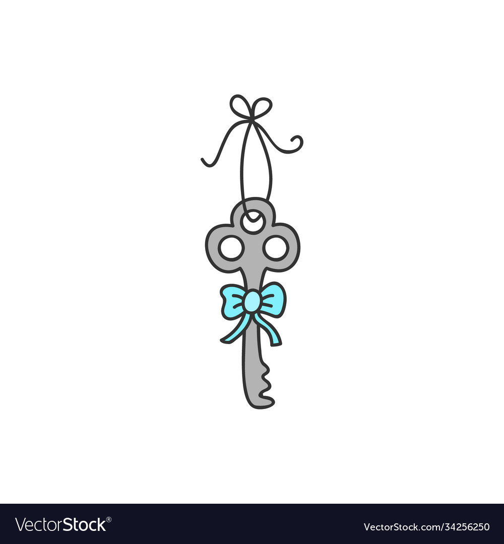 Vintage key on string vector image Vintage key on string