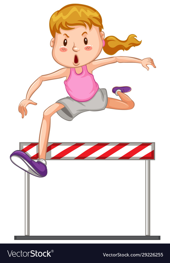 Athlete jumping over obstacle on white background Vector Image