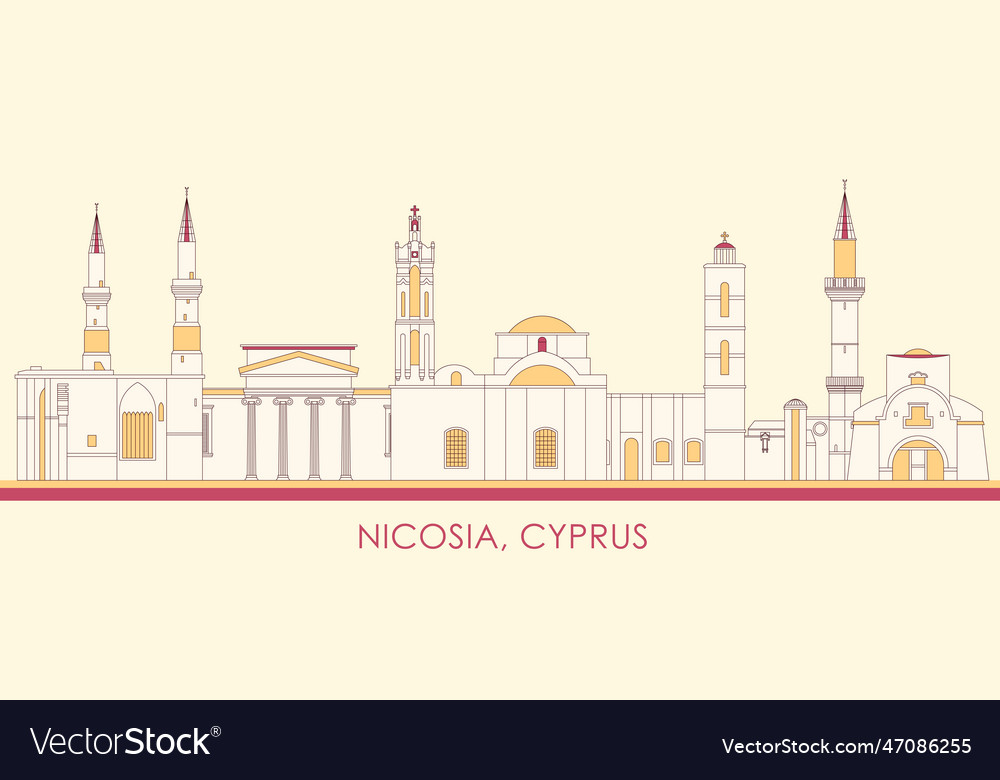 Cartoon skyline panorama of city nicosia cypru