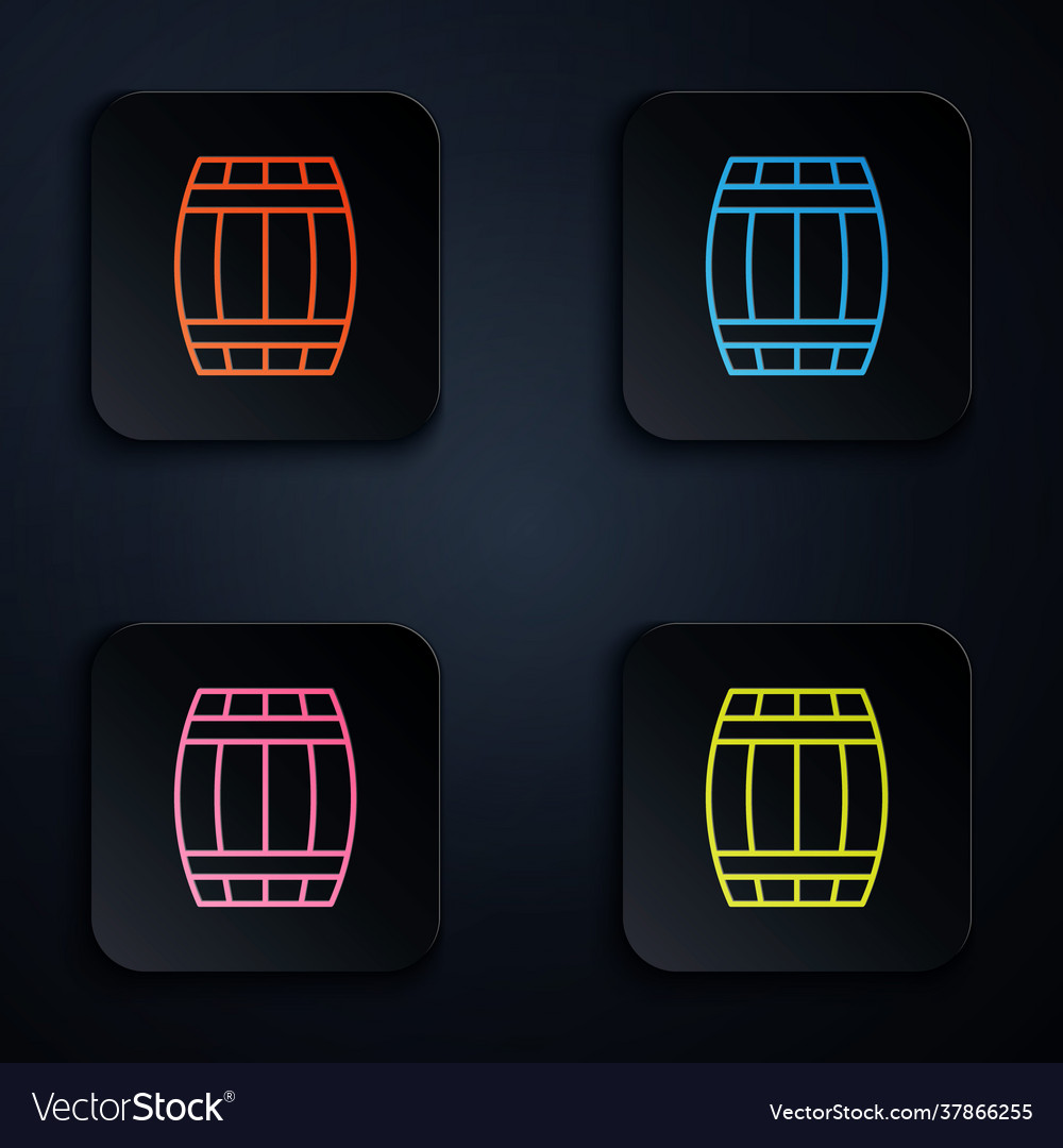 Color neon line wooden barrel icon isolated vector image Color neon line wooden barrel icon isolated