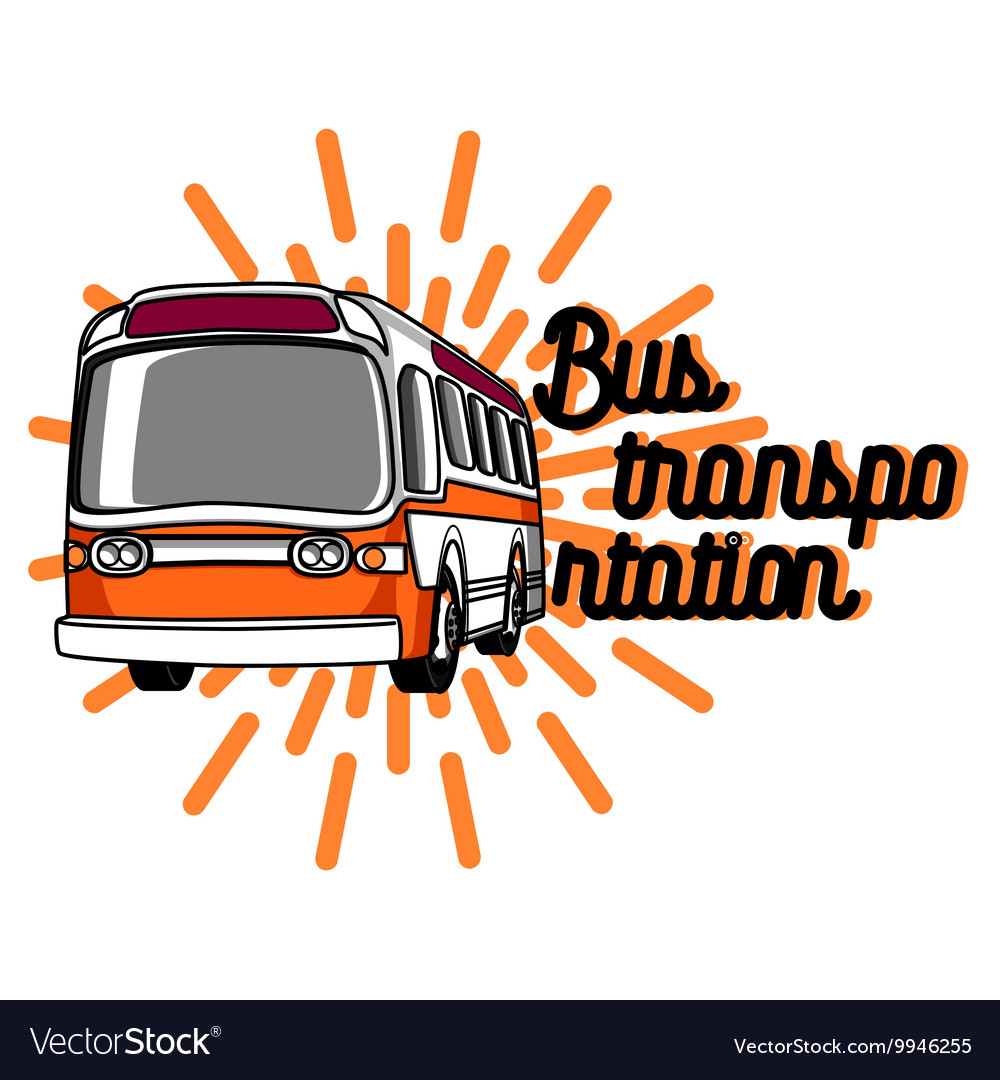Color Vintage Bus Transportation Emblem Royalty Free Vector