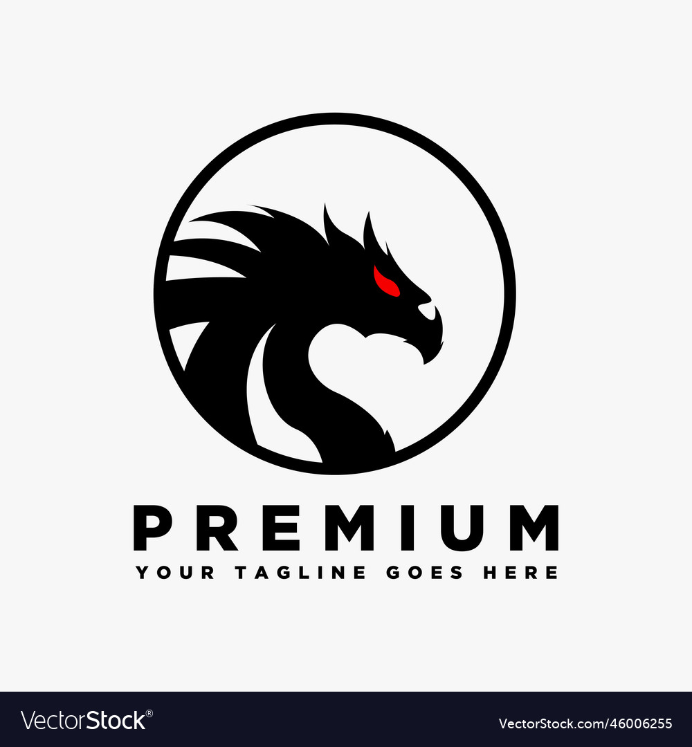 Dragon silhouette logo in black on white