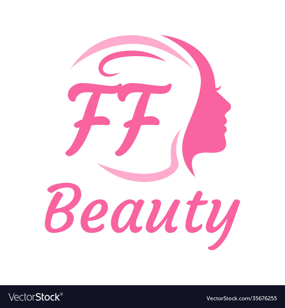 Ff letter logo design with female face elegant vector image Ff letter logo design with female face elegant