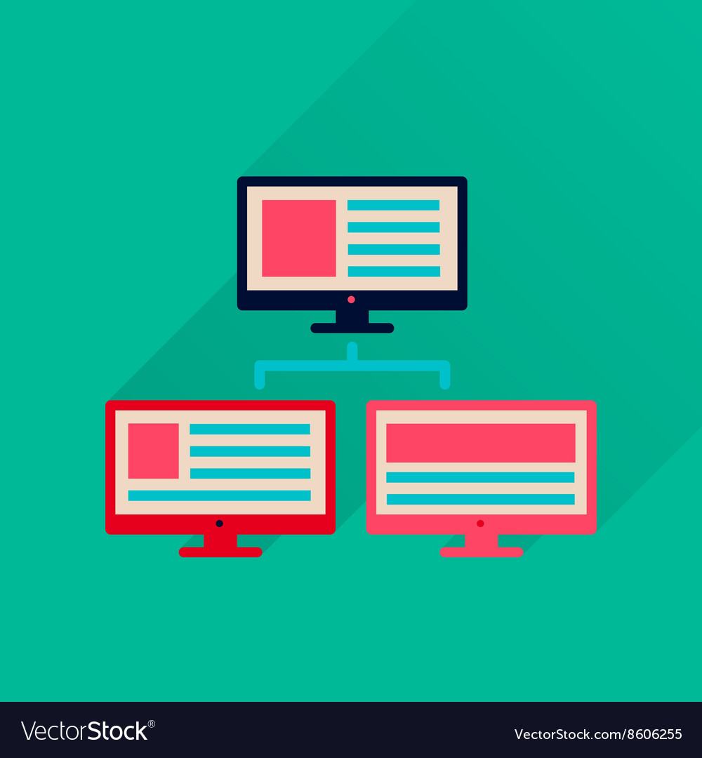 Flat icon with long shadow computer network