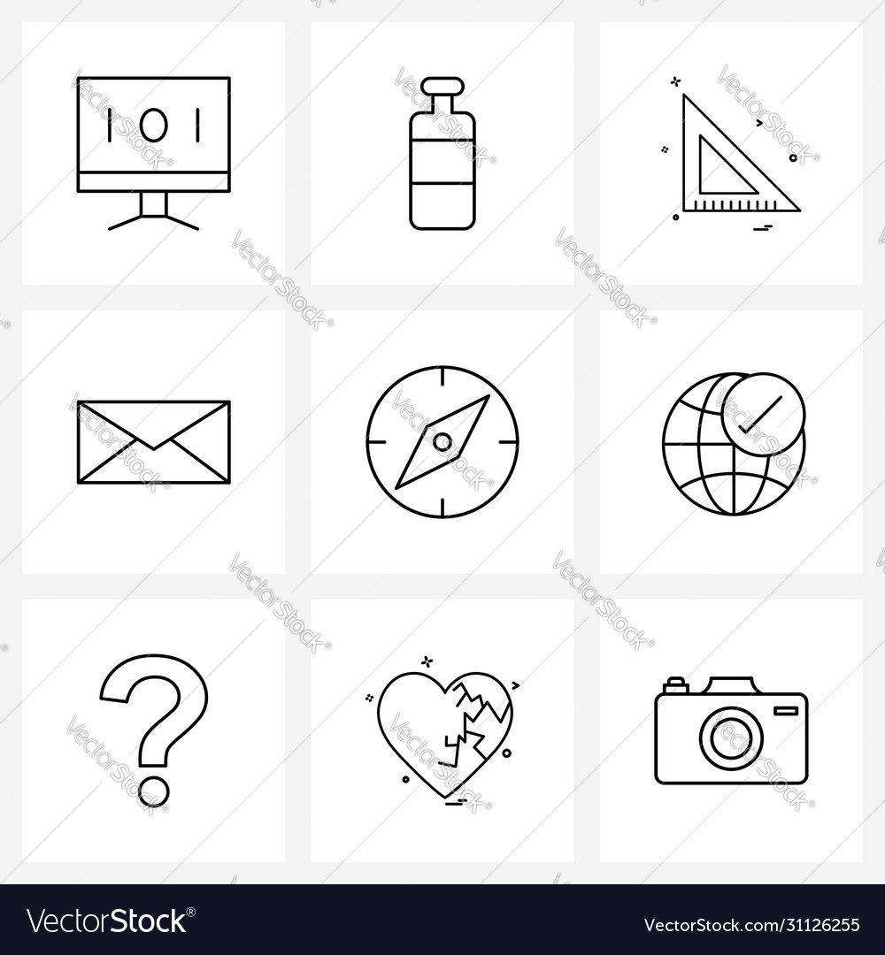 Isolated symbols set 9 simple line icons