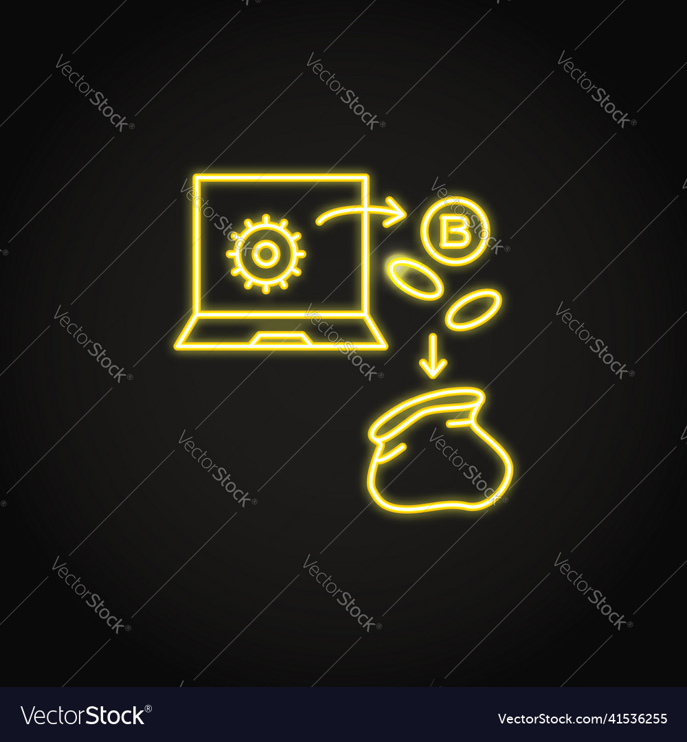 Neon cryptojacking icon in line style vector image Neon cryptojacking icon in line style
