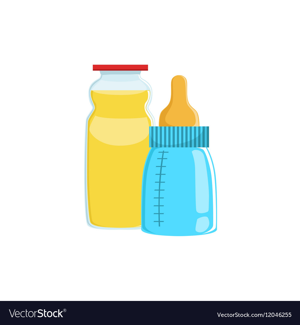 Orange juice and baby bottle supplemental baby Vector Image