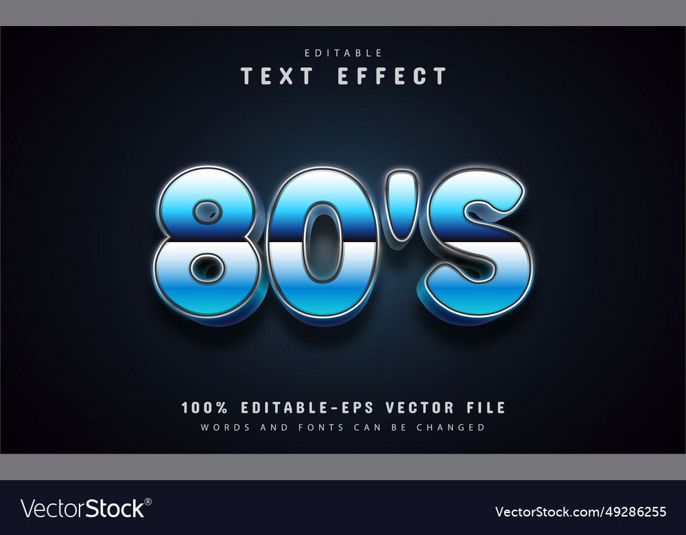 Retro 80s editable text effect vector image Retro 80s editable text effect