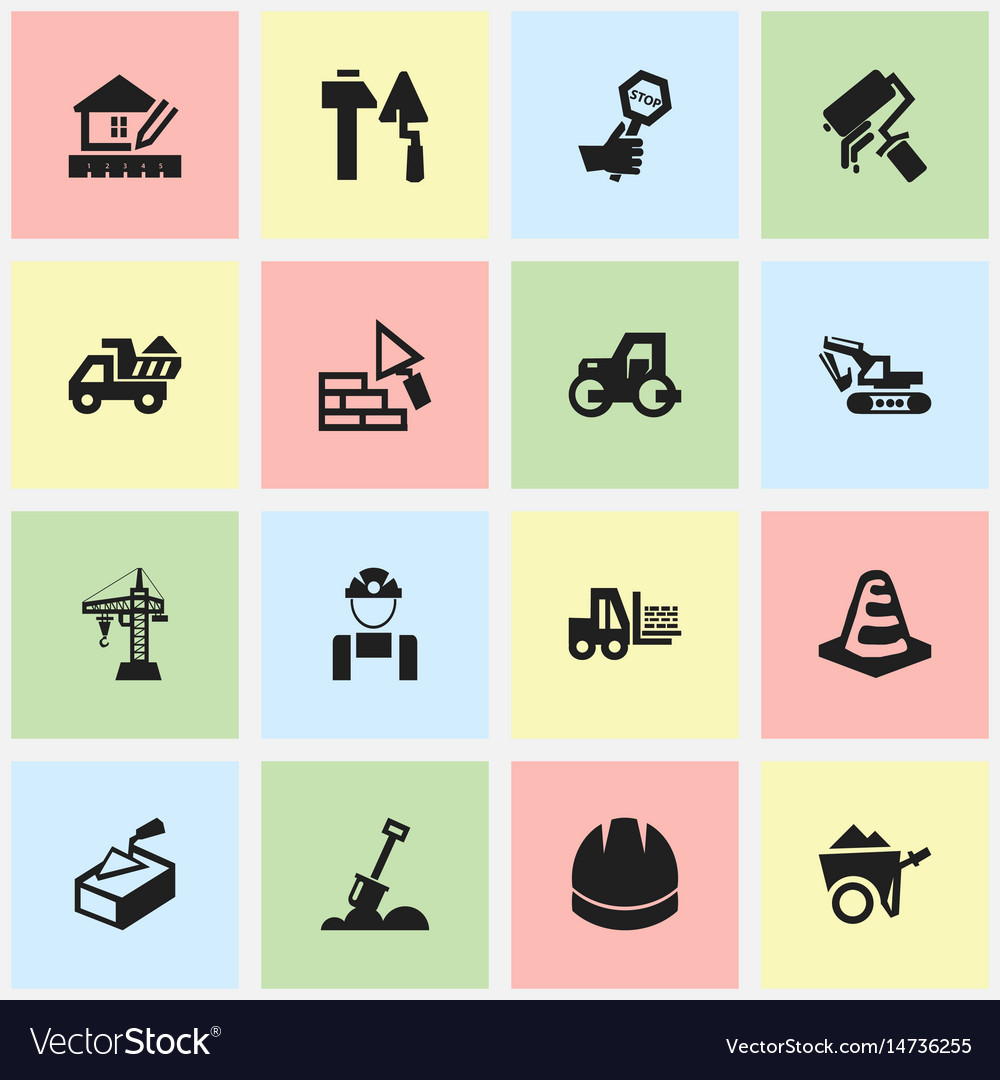 Set of 16 editable structure icons includes