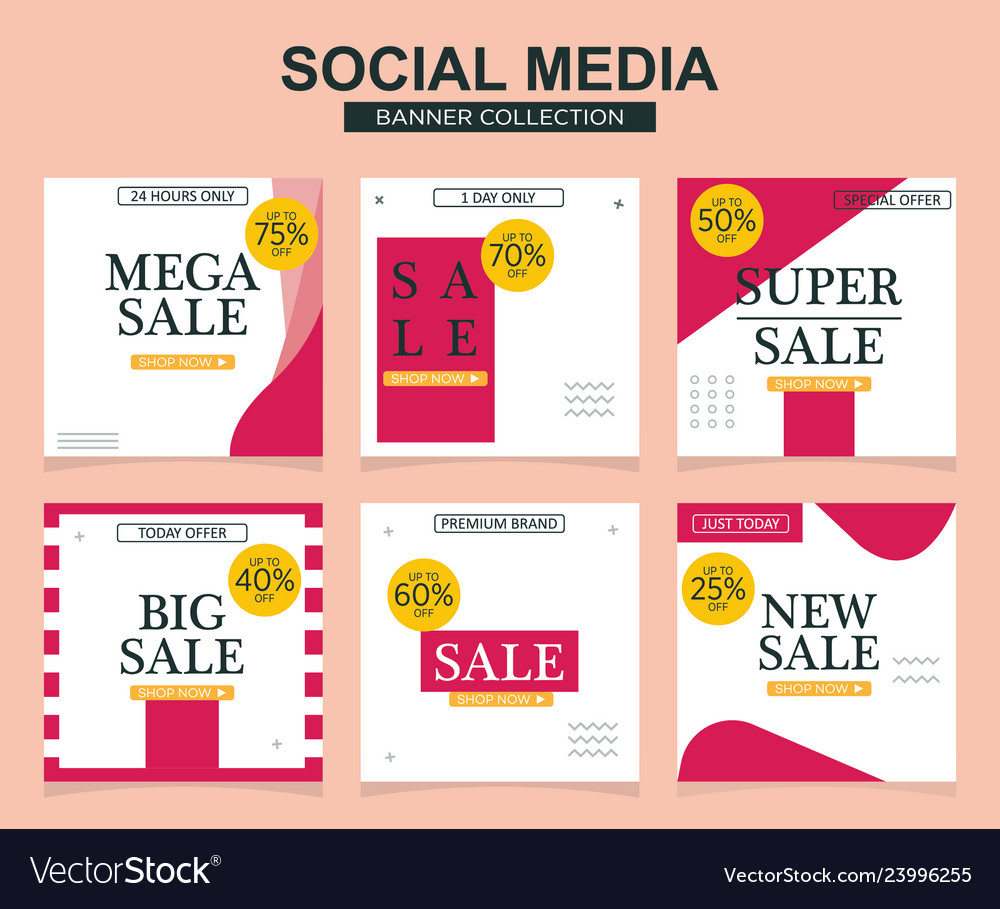 Social media banners pack for website and mobile