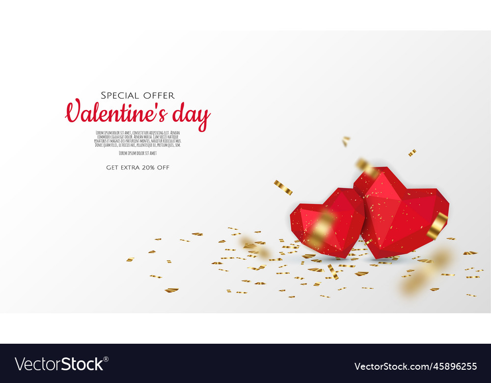 Valentine s day sale background with red hearts