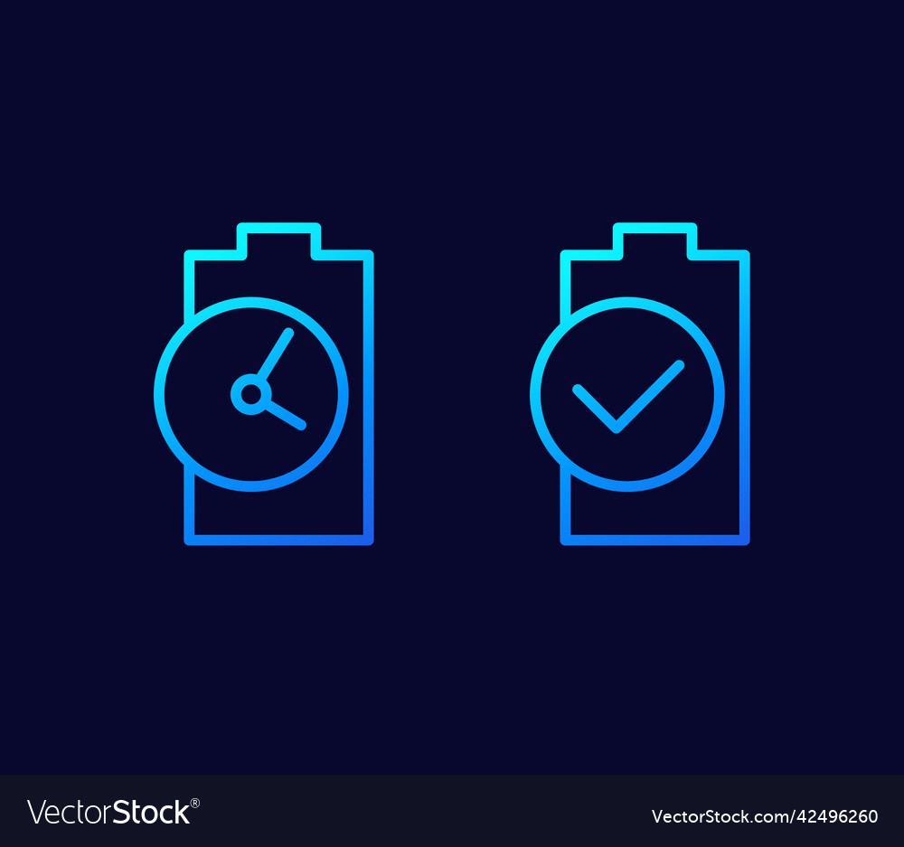 Battery charging time line icons