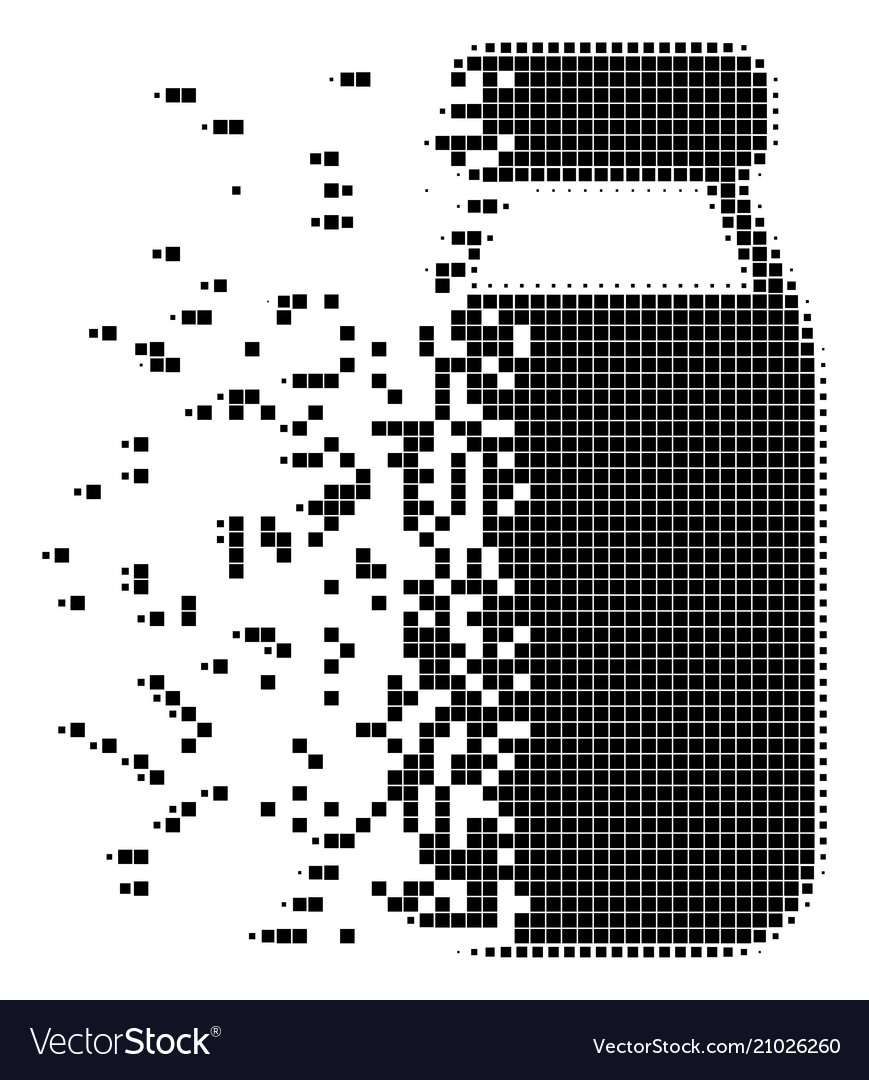 Bottle disintegrating pixel icon vector image Bottle disintegrating pixel icon