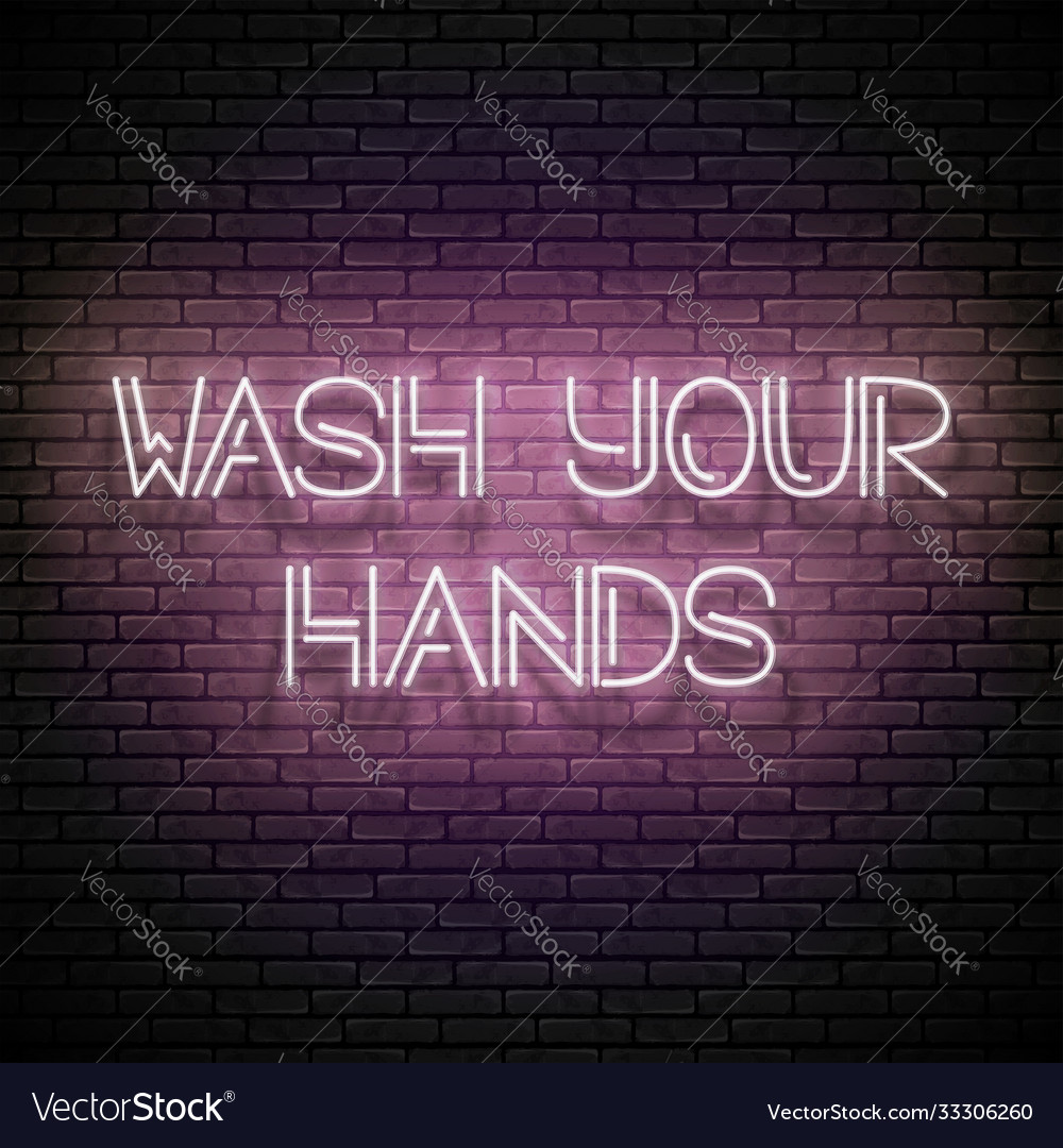 Glow signboard with wash your hands inscription