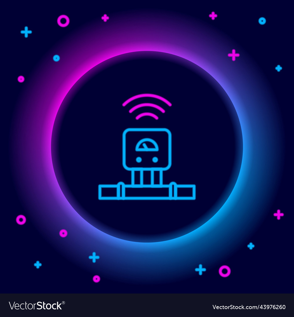 Glowing neon line smart sensor system icon vector image Glowing neon line smart sensor system icon