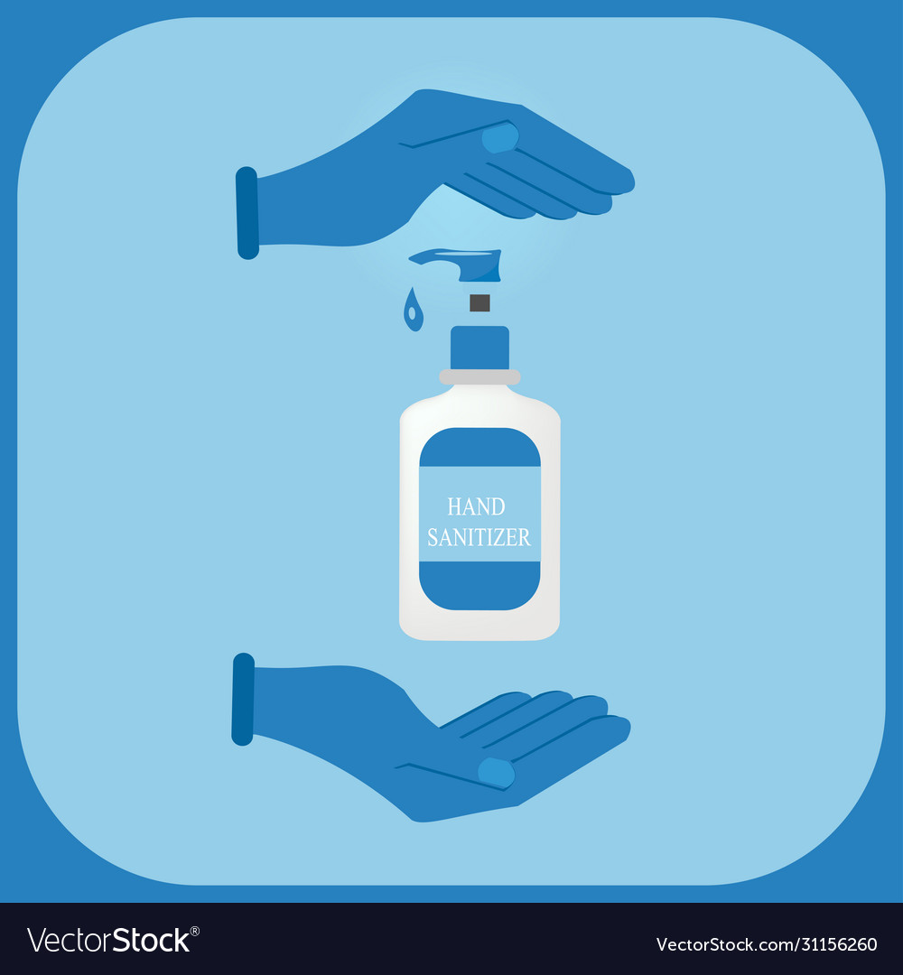 Hand Sanitär-Symbol Reiniger Produkt blau