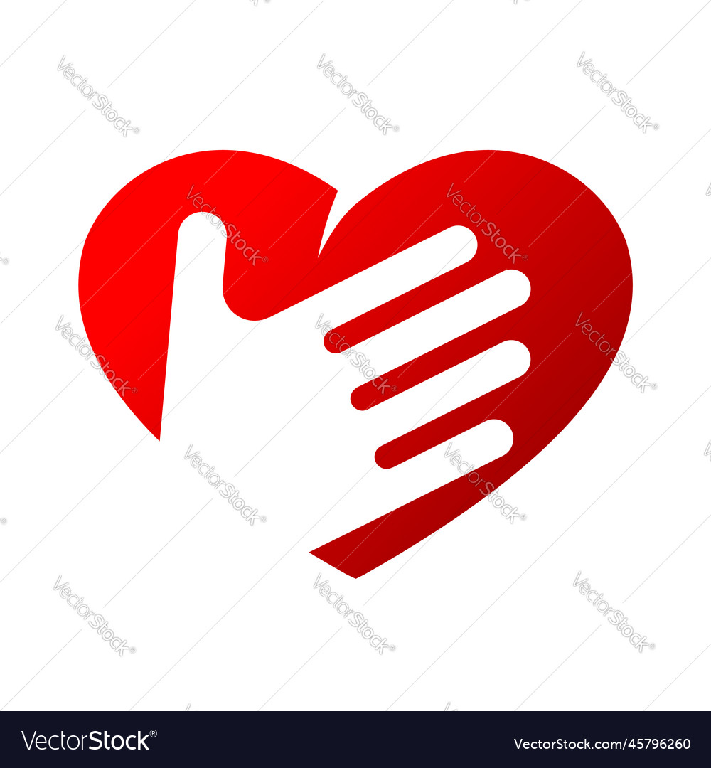 Heart hand logo symbol design Royalty Free Vector Image