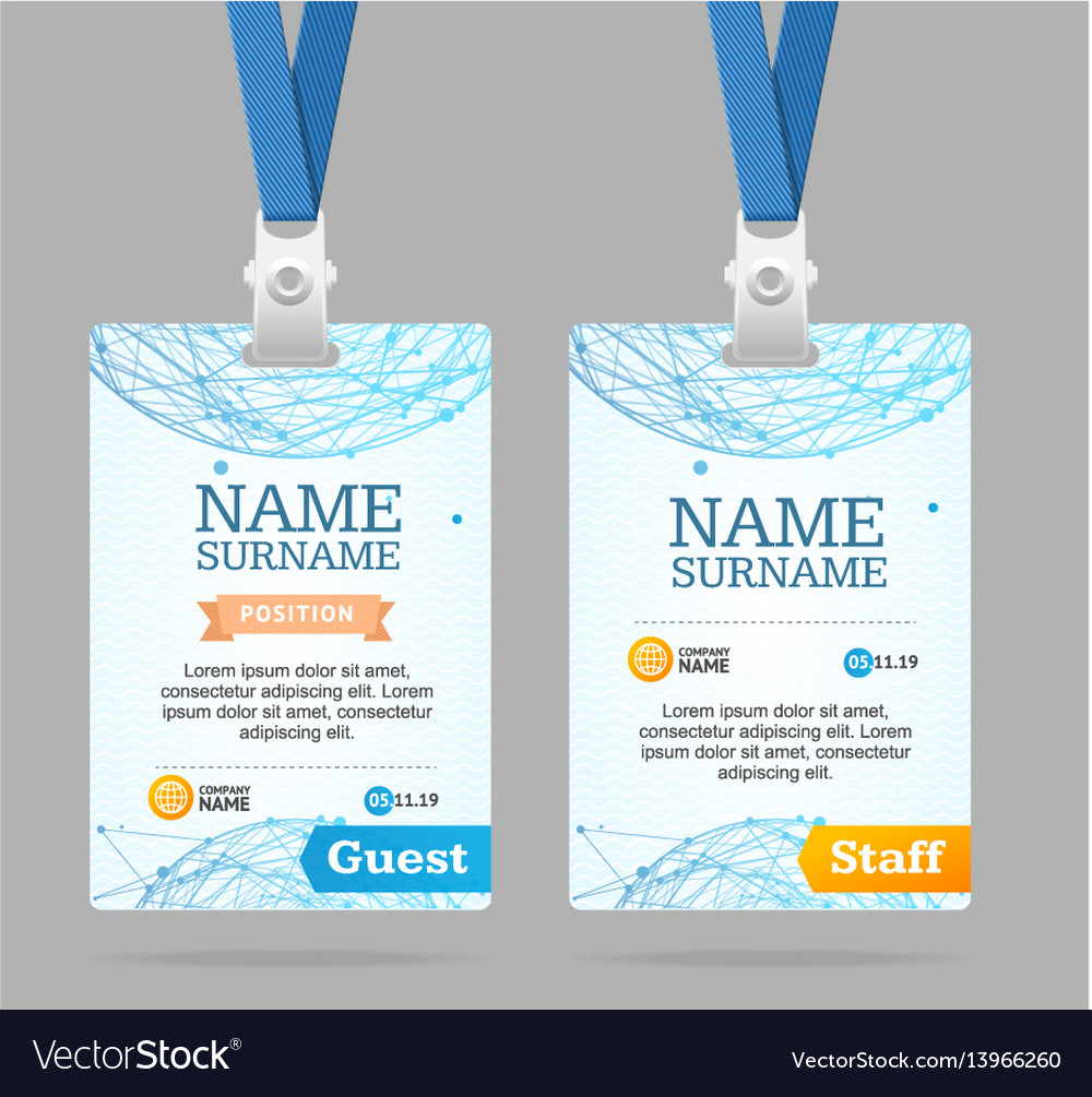 Id Card Template Plastic Badge Royalty Free Vector Image