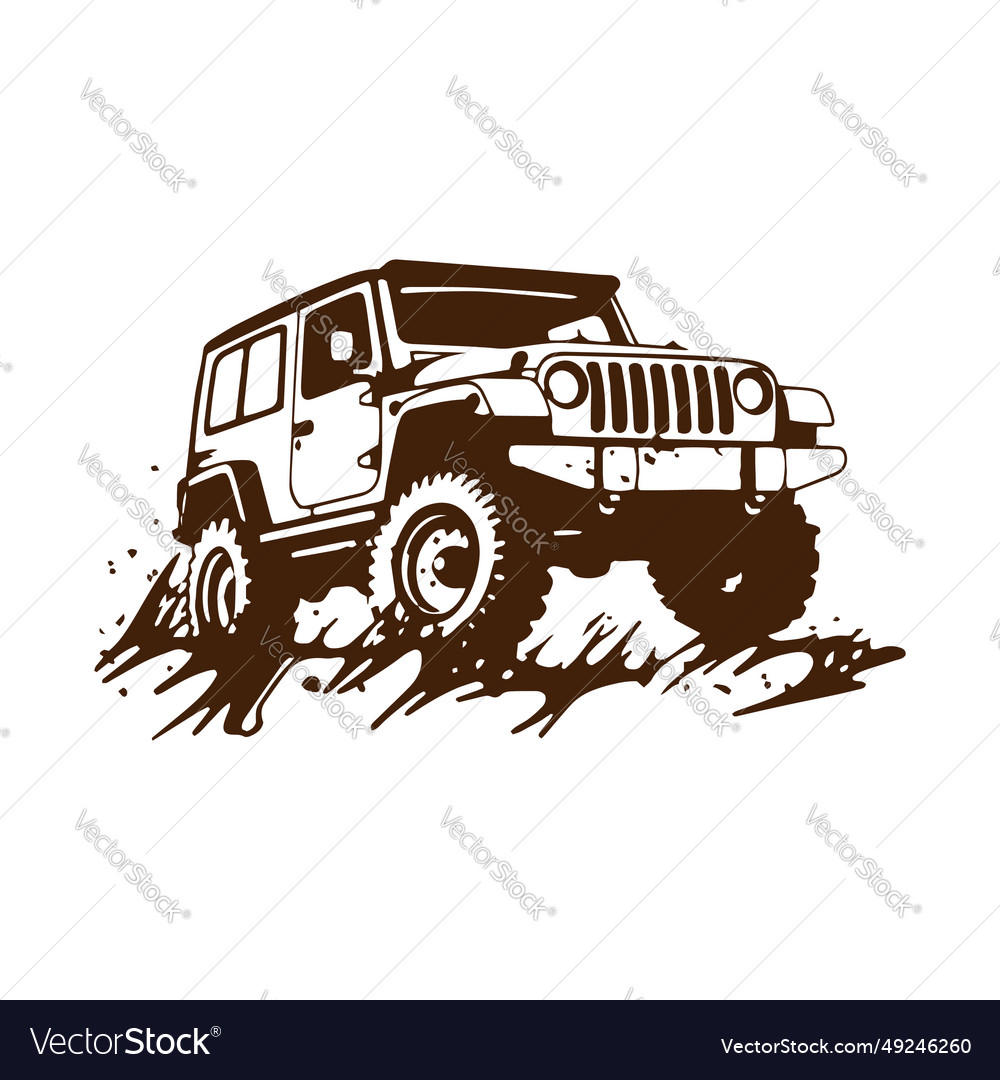 Logo of off road jeep 4x4 car silhouette visit Vector Image