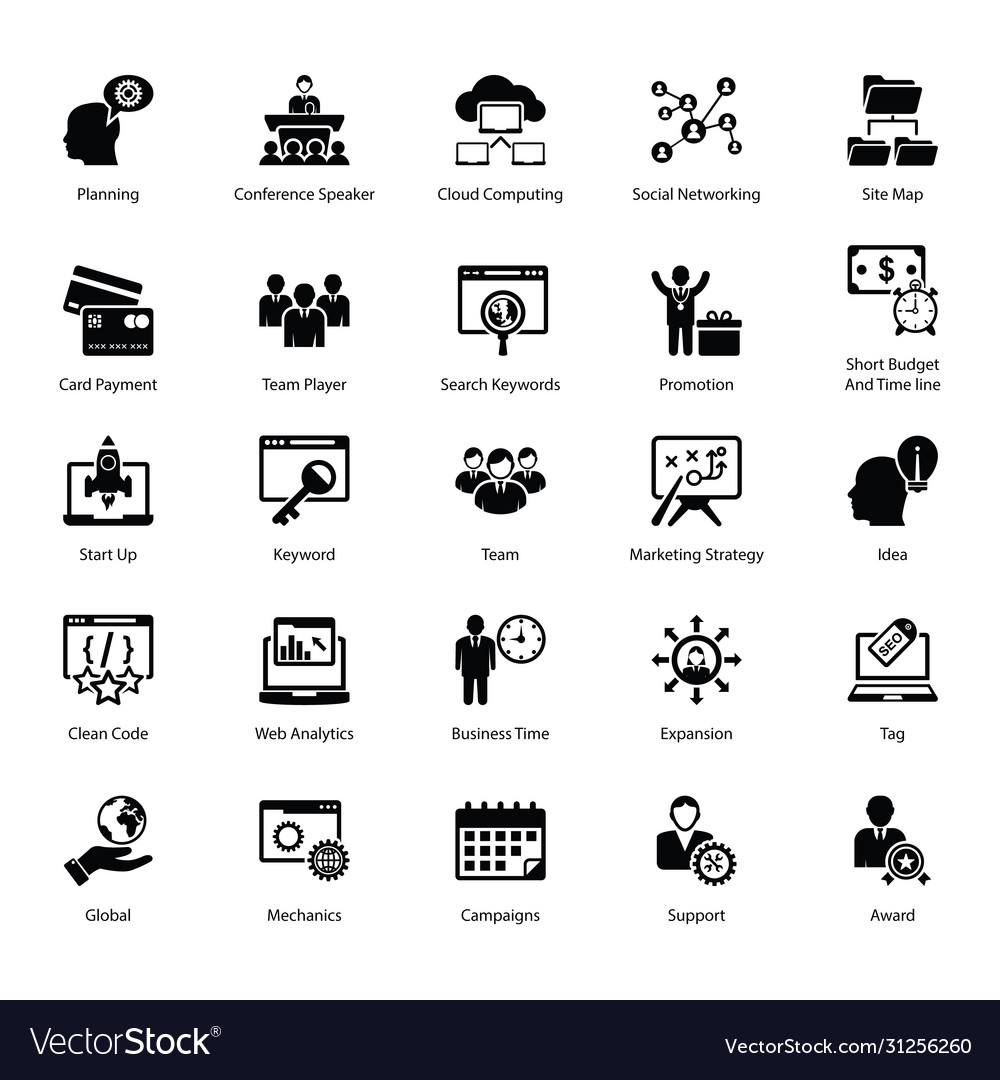 Marketing icons pack Royalty Free Vector Image