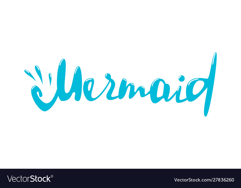 Mermaid lettering word on white background design vector image Mermaid lettering word on white background design