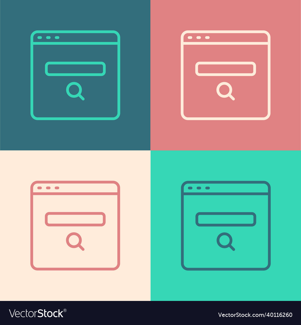 Pop art line search engine icon isolated on color vector image Pop art line search engine icon isolated on color