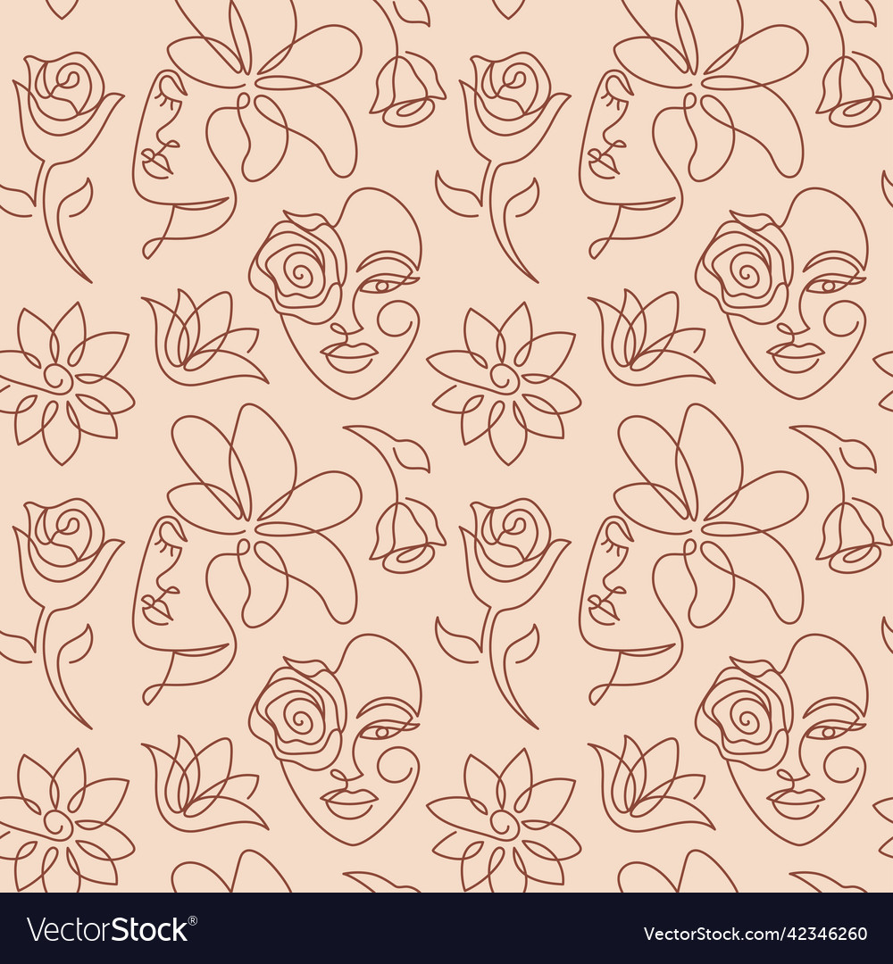 Seamless pattern with a face in modern style vector image Seamless pattern with a face in modern style