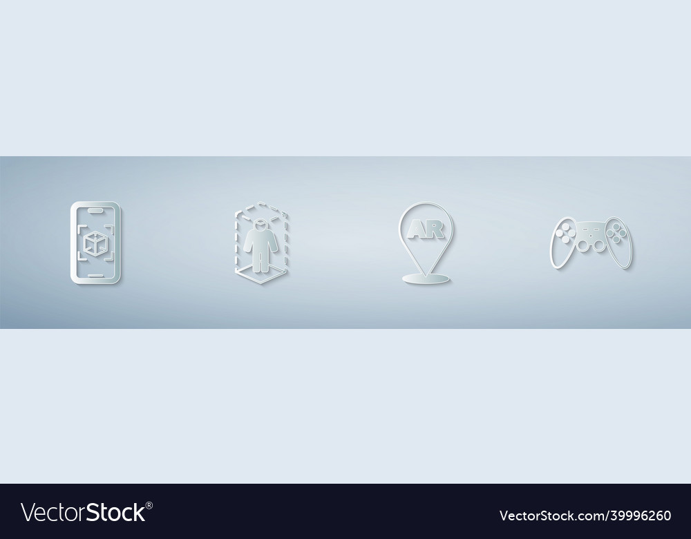 Set 3d modeling augmented reality ar and gamepad vector image Set 3d modeling augmented reality ar and gamepad