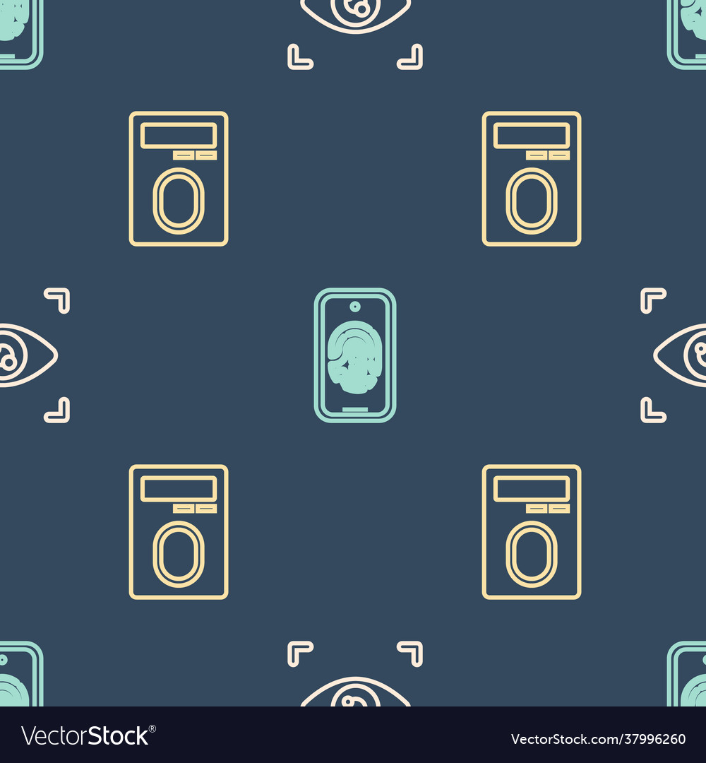 Set line eye scan fingerprint with lock vector image Set line eye scan fingerprint with lock