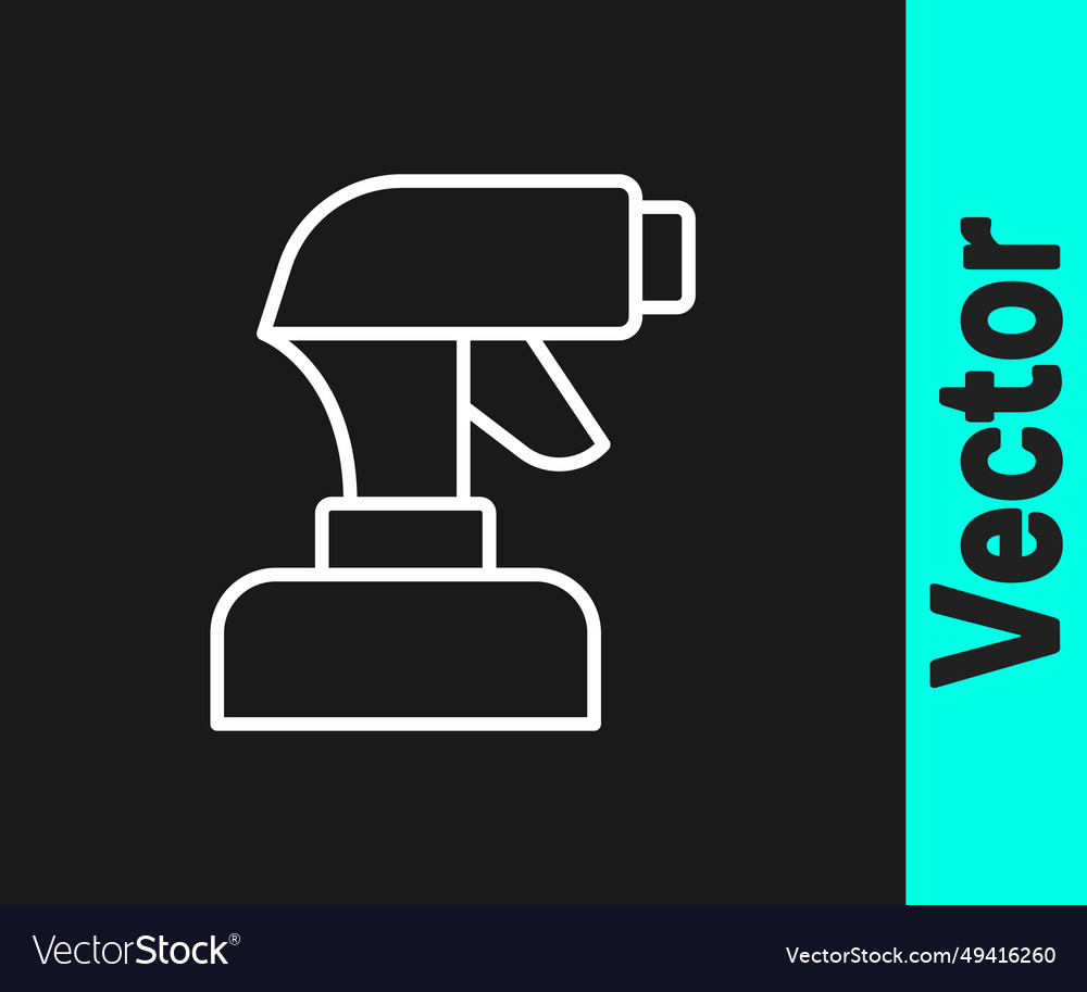 White line paint spray gun icon isolated on black