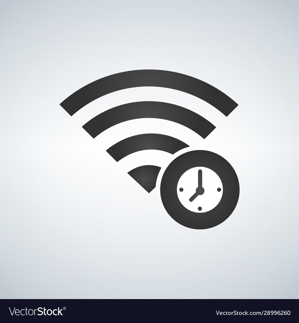 Wifi connection signal icon with clock or time