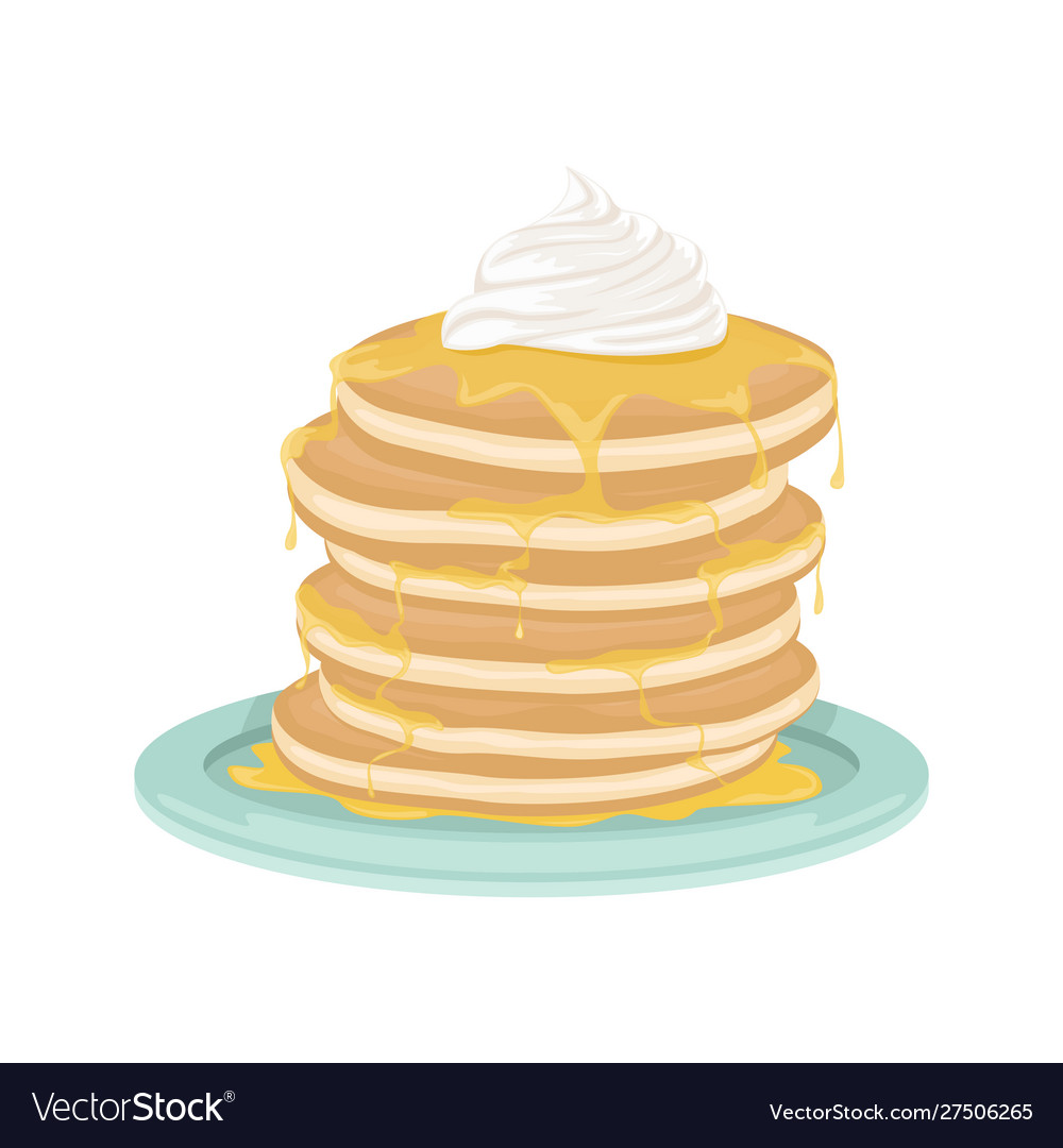 A stack fried pancakes with honey Royalty Free Vector Image