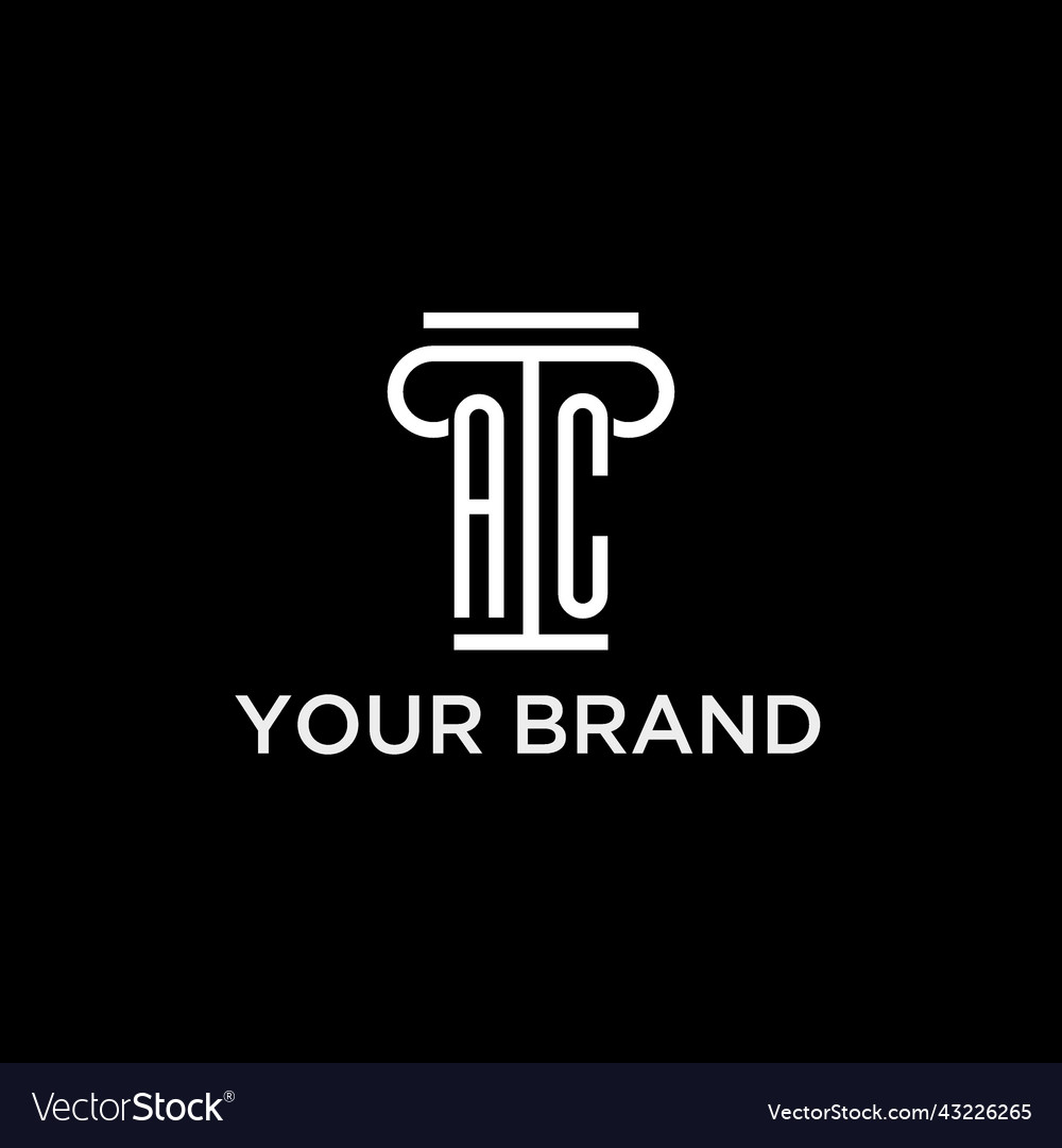 Ac monogram initial logo with pillar shape icon