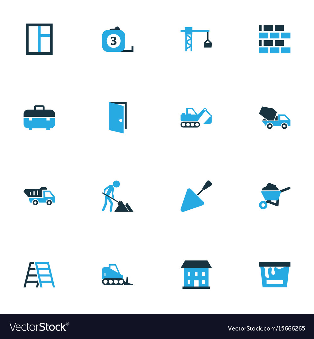 Architecture colorful icons set collection
