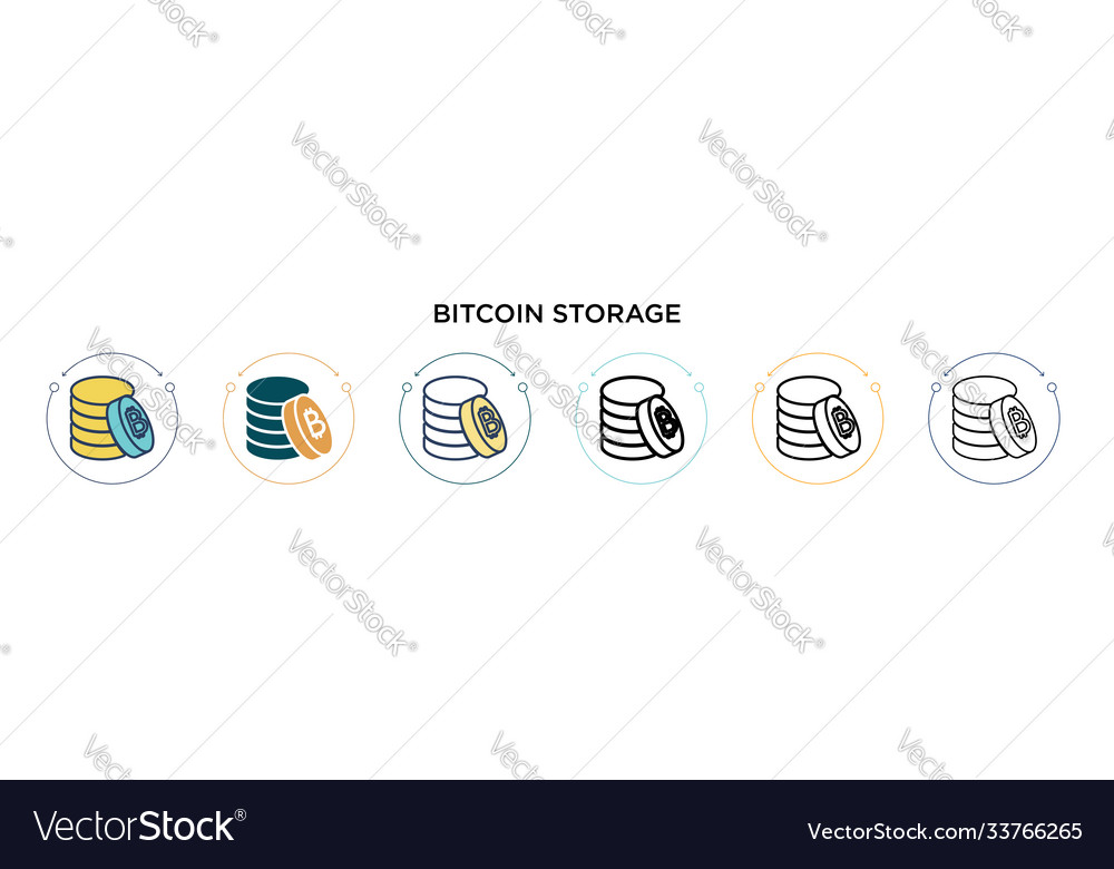 Bitcoin storage icon in filled thin line outline