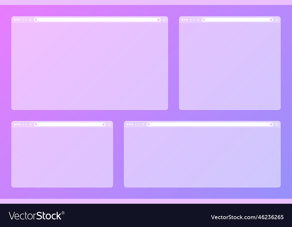 Blank transparent web browser window with toolbar Vector Image