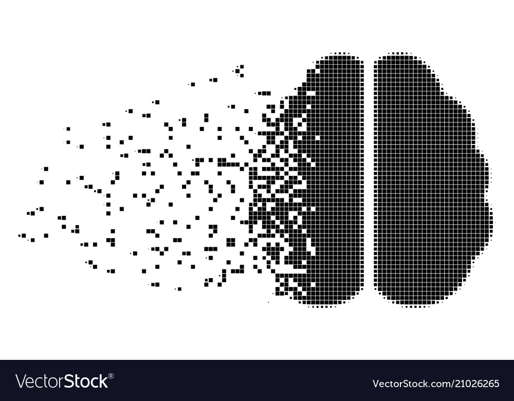 Brain fragmented pixel icon vector image Brain fragmented pixel icon