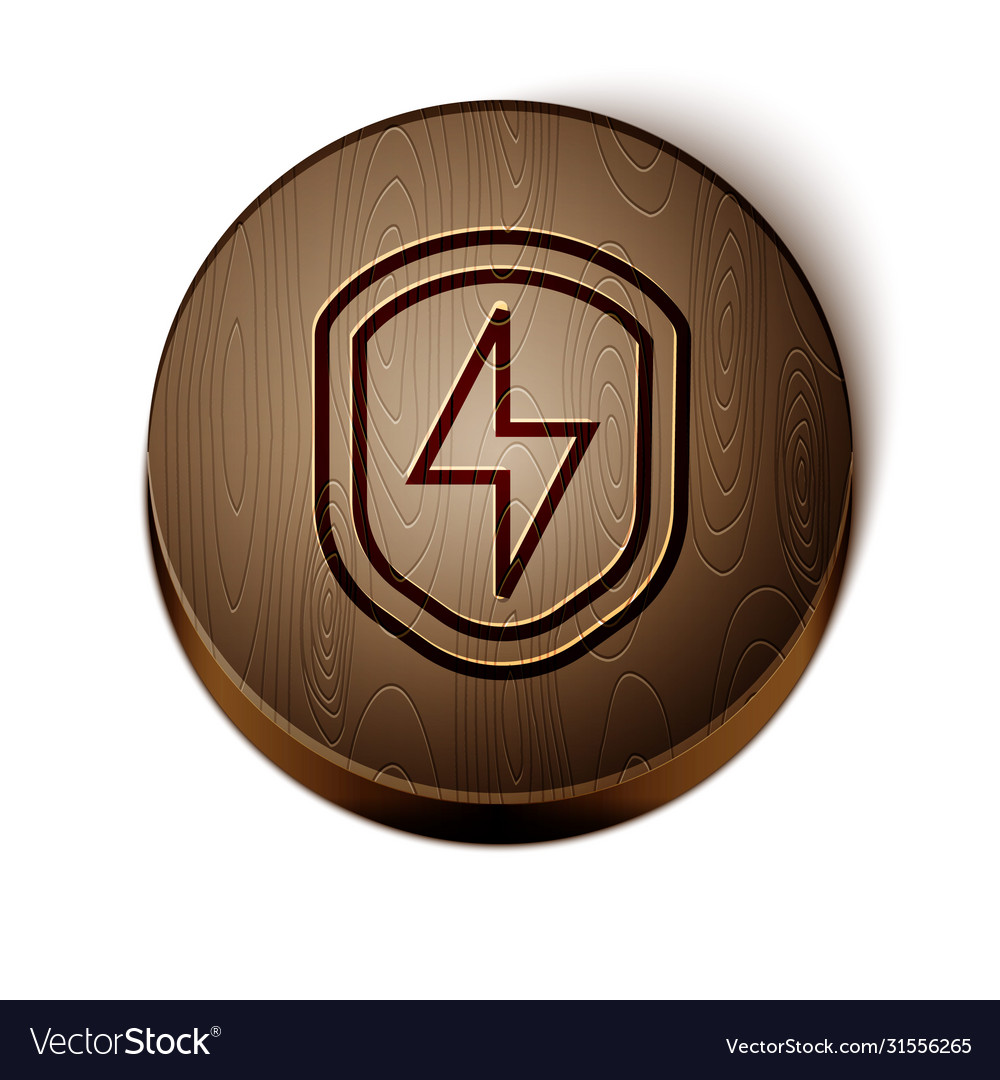Brown line secure shield with lightning icon