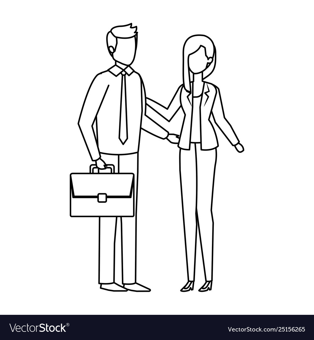 Business couple with portfolio