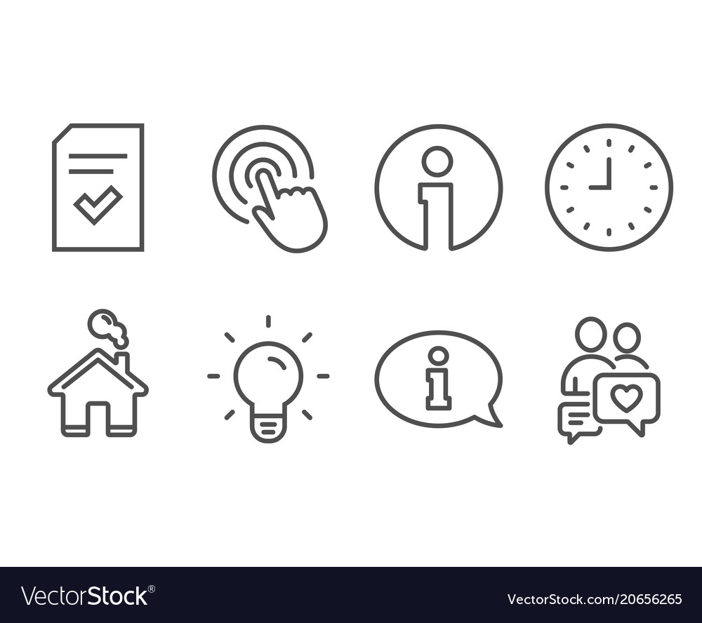 Clock light bulb and checked file icons vector image Clock light bulb and checked file icons