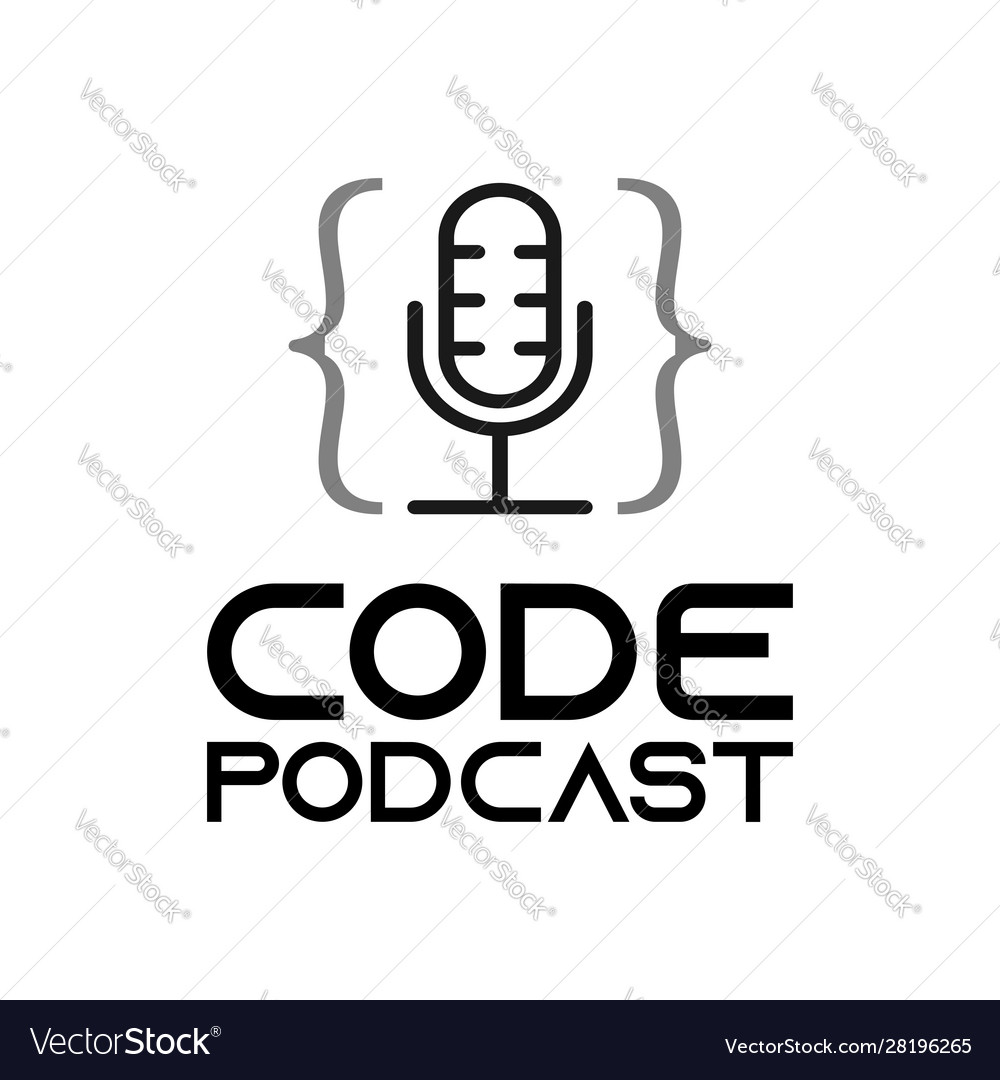 Code podcast logo icon for web software coding
