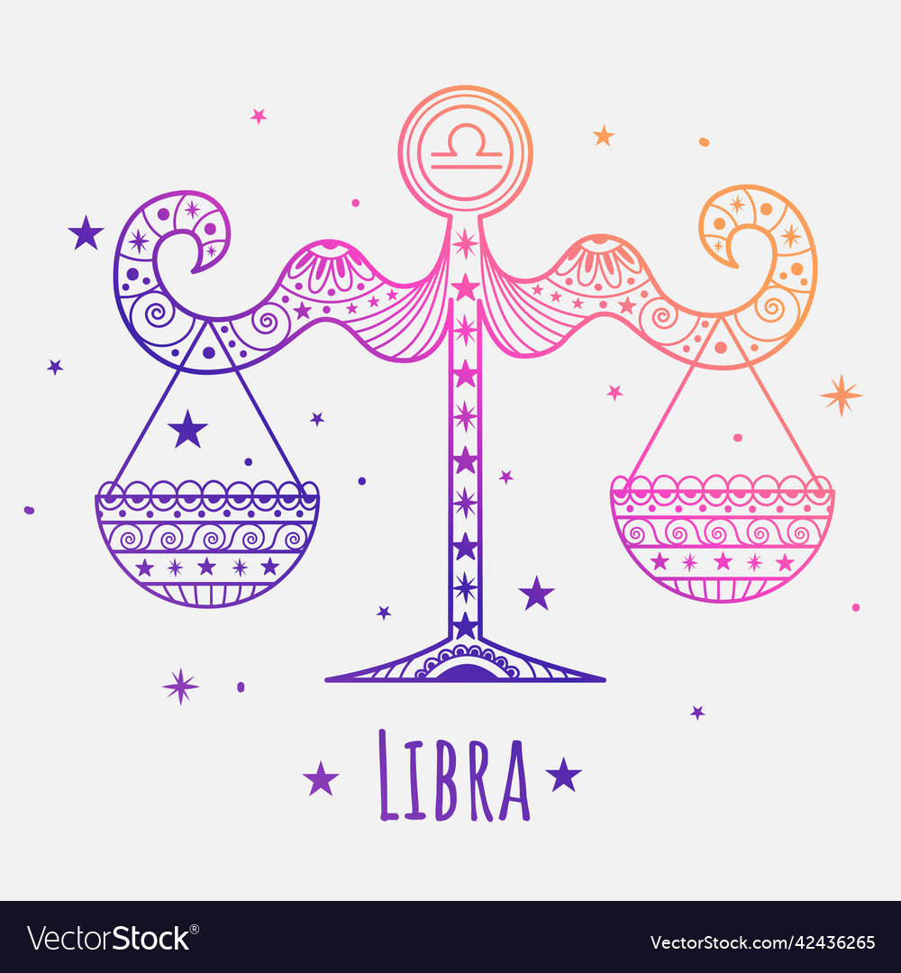 Colorful zodiac sign libra lineart easy Royalty Free Vector