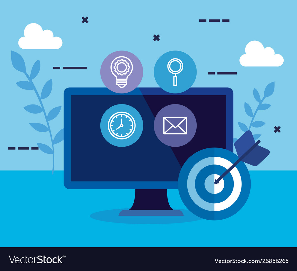 Computer technology and target with arrow