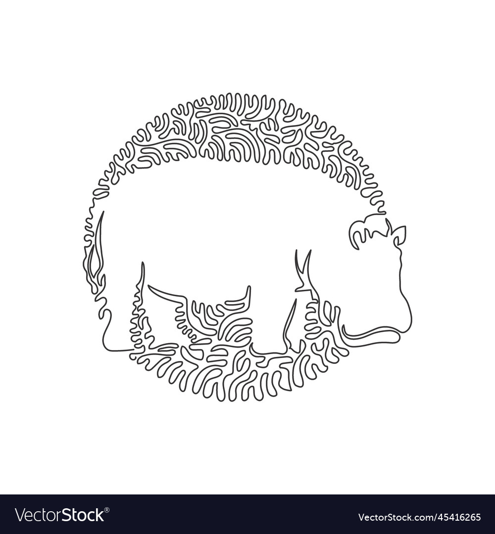 Continuous curve one line drawing of hippos vector image Continuous curve one line drawing of hippos